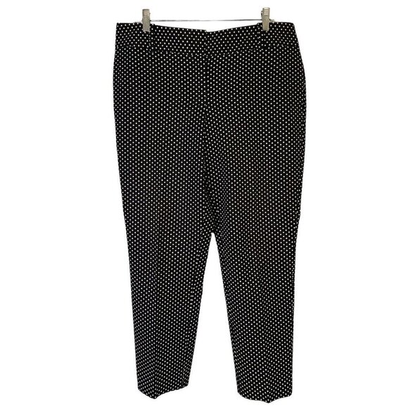 White House Black Market Size 12 Black White Polka Dot Ankle Pant - Picture 1 of 6